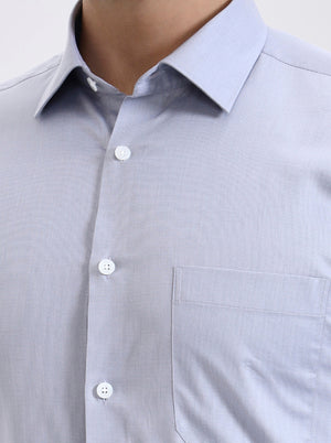 Light Grey Solid Regular Fit Formal Shirt | JadeBlue