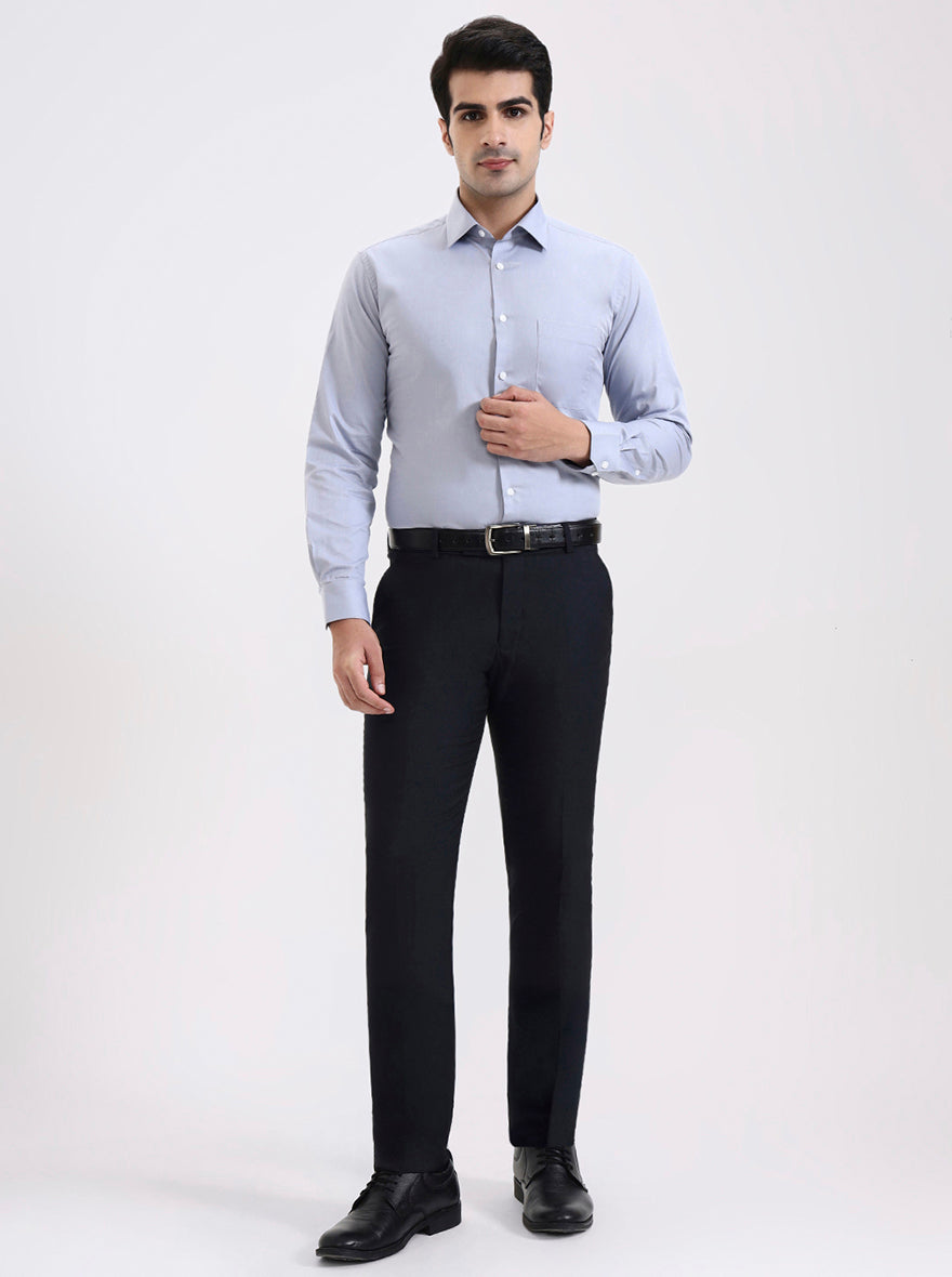 Light Grey Solid Regular Fit Formal Shirt | JadeBlue