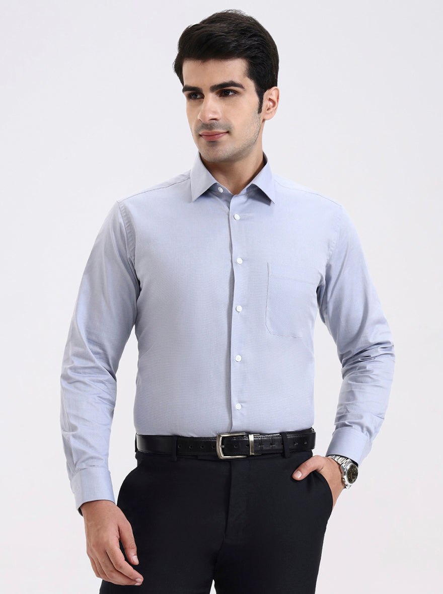 Light Grey Solid Regular Fit Formal Shirt | JadeBlue