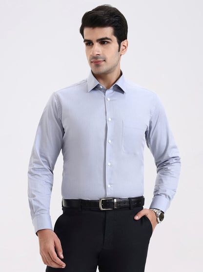 Light Grey Solid Regular Fit Formal Shirt | JadeBlue