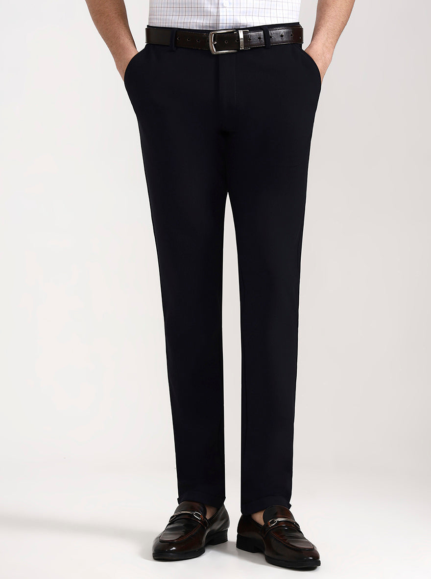 Blue Solid Slim Fit Club Wear Trouser | Wyre