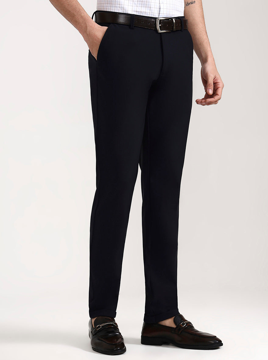 Blue Solid Slim Fit Club Wear Trouser | Wyre