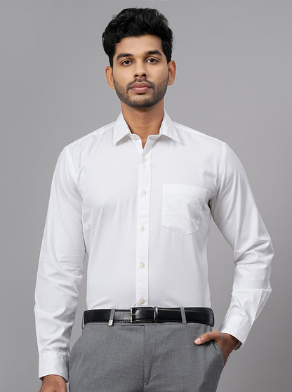 White Solid Tailored Fit Semi Casual Shirt | JadeBlue