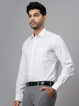 White Solid Tailored Fit Semi Casual Shirt | JadeBlue