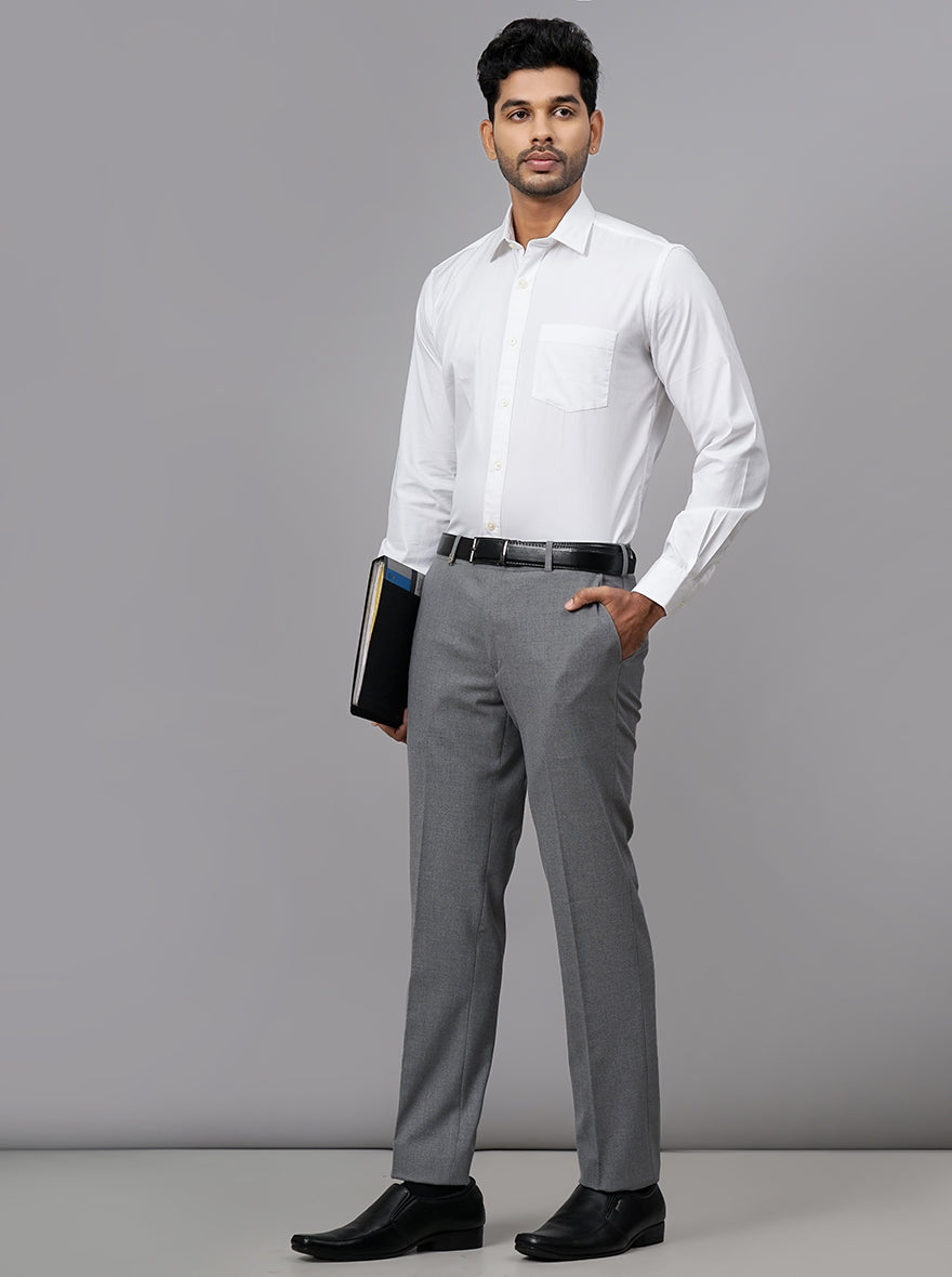 White Solid Tailored Fit Semi Casual Shirt | JadeBlue