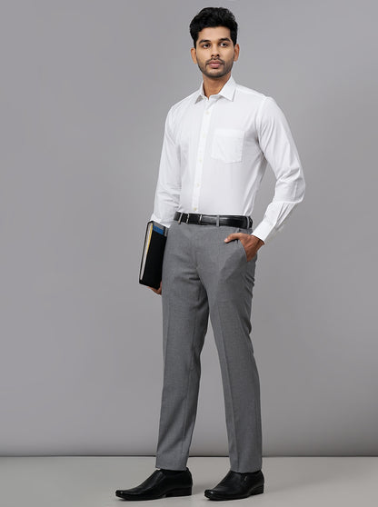 White Solid Tailored Fit Semi Casual Shirt | JadeBlue
