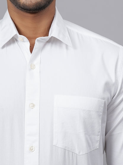 White Solid Tailored Fit Semi Casual Shirt | JadeBlue
