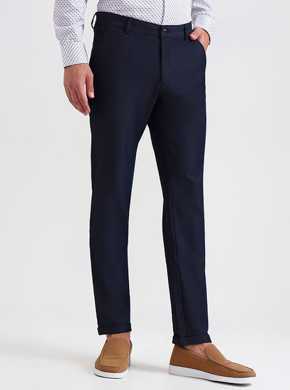 Blue Printed Slim Fit Club Wear Trouser | JB Studio
