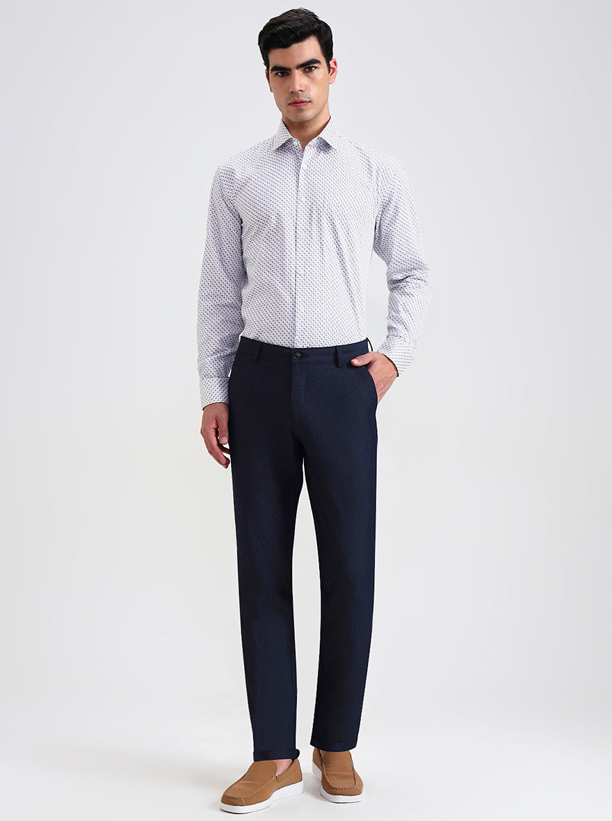 Blue Printed Slim Fit Club Wear Trouser | JB Studio