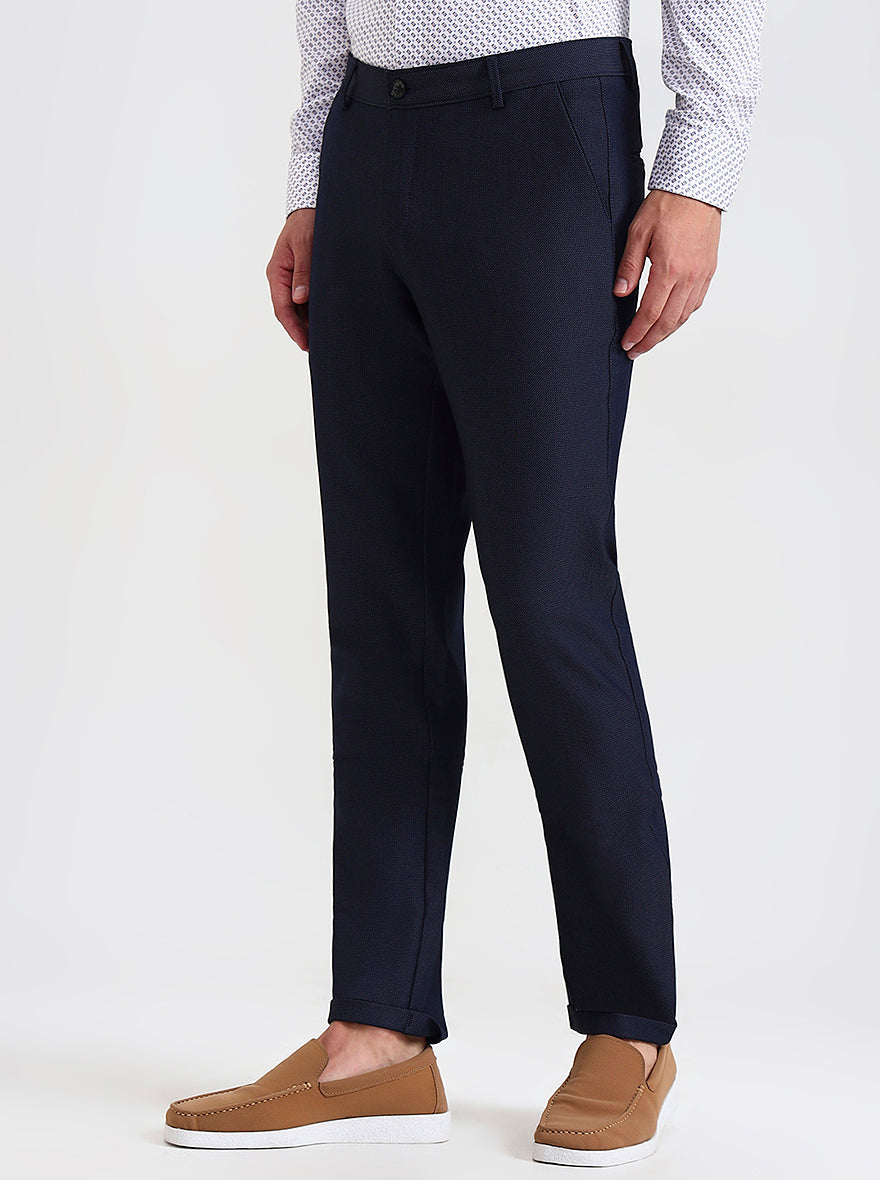 Blue Printed Slim Fit Club Wear Trouser | JB Studio
