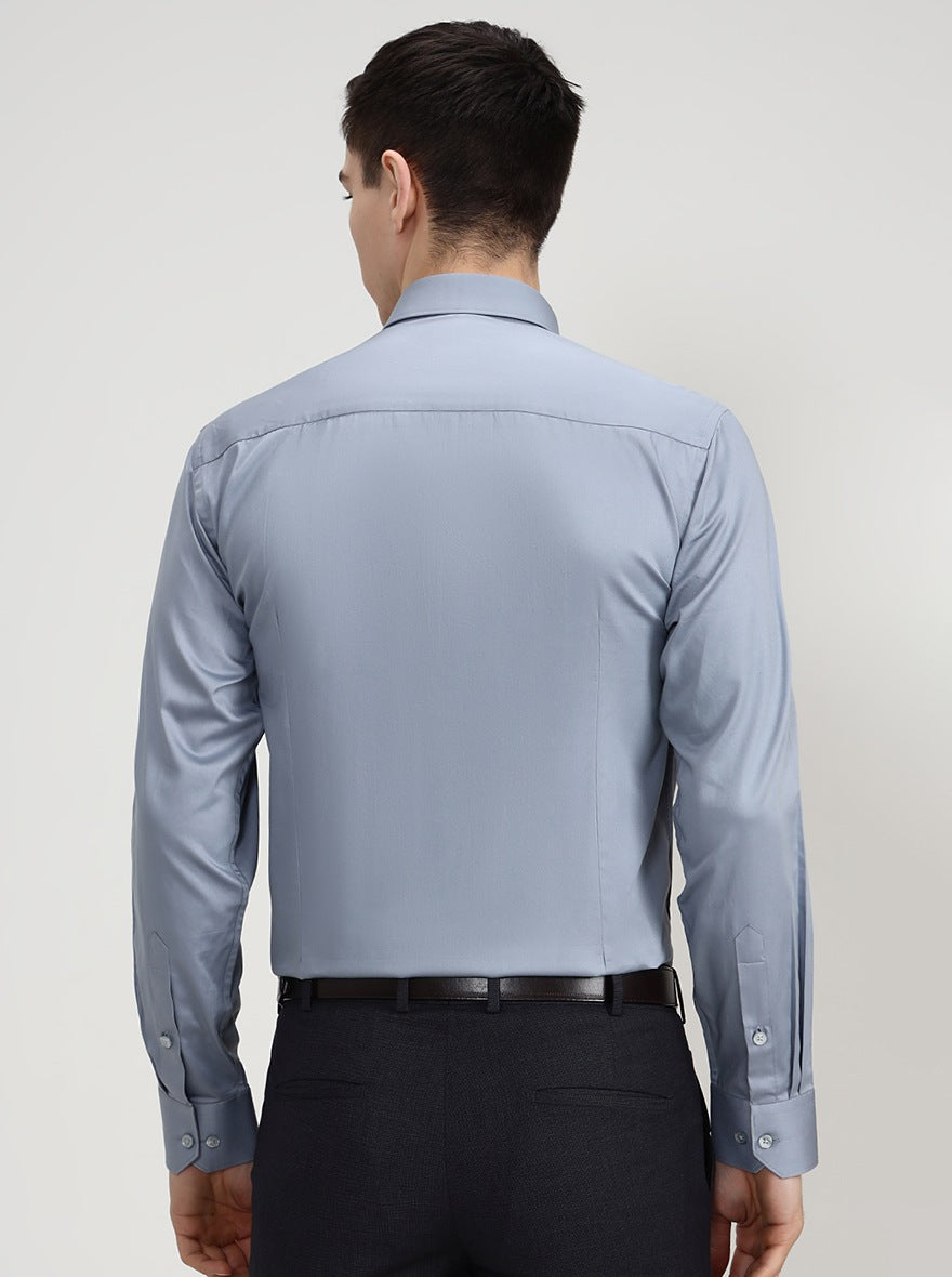 Sky Blue Solid Slim Fit Formal Shirt | Greenfibre