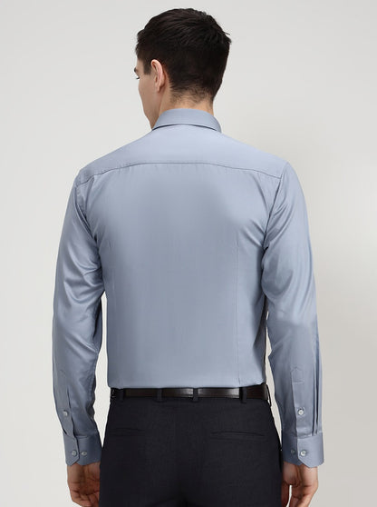 Sky Blue Solid Slim Fit Formal Shirt | Greenfibre