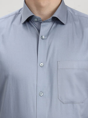 Sky Blue Solid Slim Fit Formal Shirt | Greenfibre