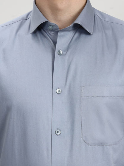 Sky Blue Solid Slim Fit Formal Shirt | Greenfibre