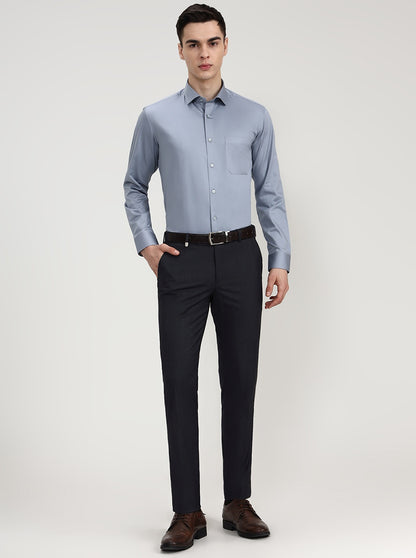 Sky Blue Solid Slim Fit Formal Shirt | Greenfibre