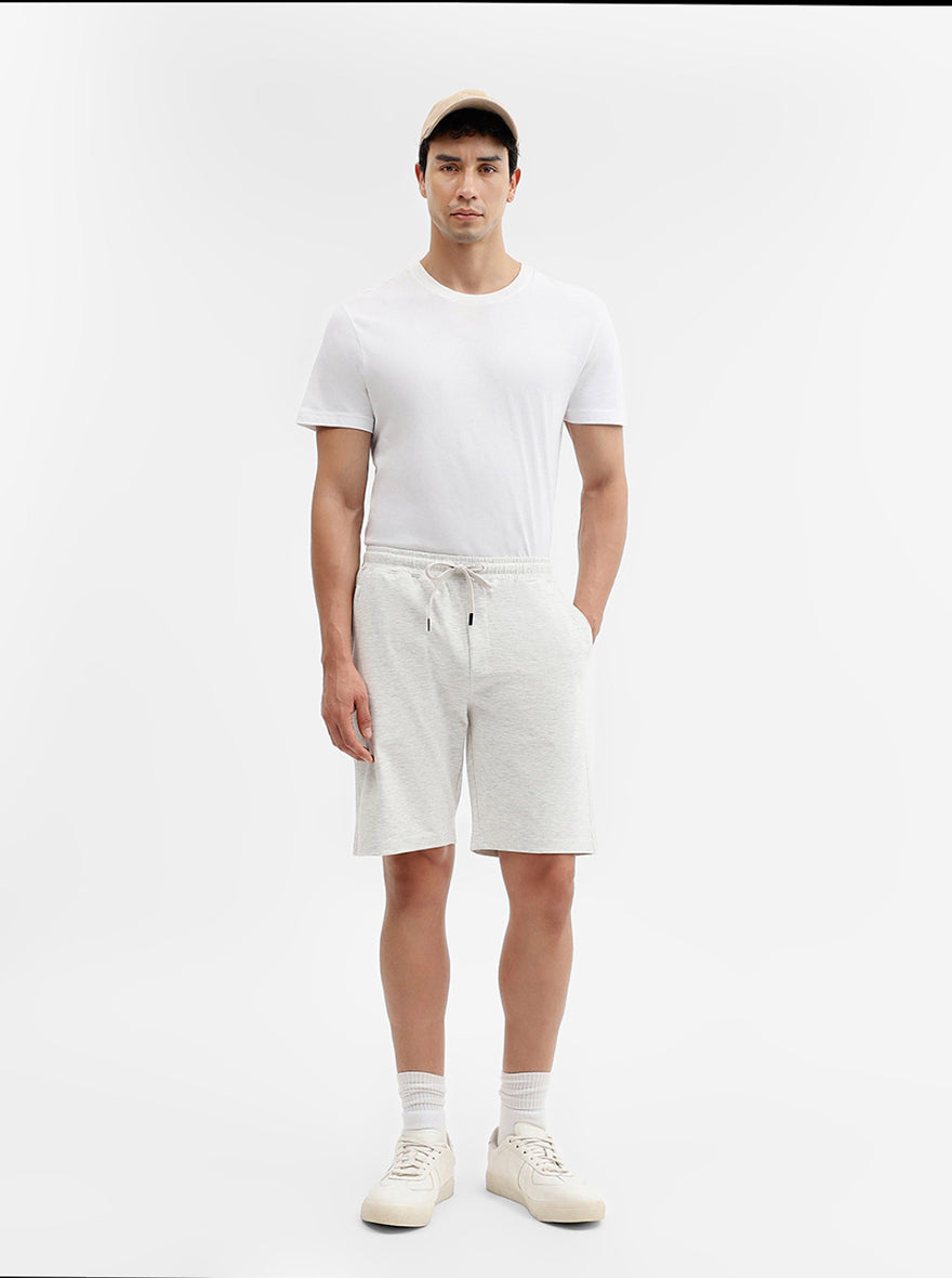 Ecru Solid Regular Fit Shorts | JadeBlue