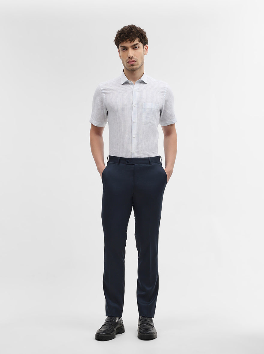 White & Blue Checked Slim Fit Formal Shirt | JadeBlue