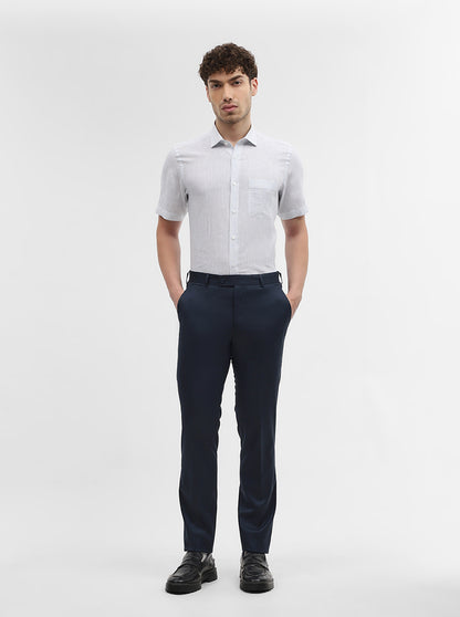 White & Blue Checked Slim Fit Formal Shirt | JadeBlue