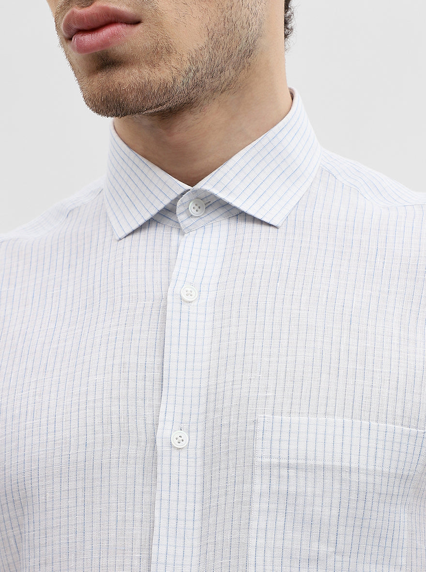 White & Blue Checked Slim Fit Formal Shirt | JadeBlue