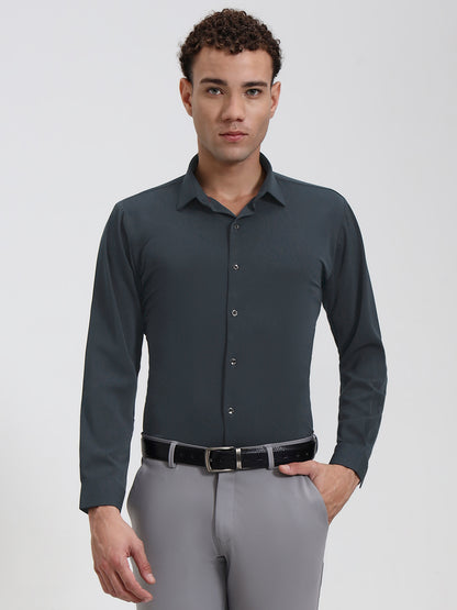 Grey Solid Slim Fit Party Wear Shirt | Wyre