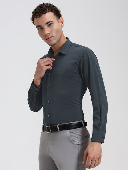 Grey Solid Slim Fit Party Wear Shirt | Wyre