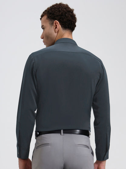 Grey Solid Slim Fit Party Wear Shirt | Wyre