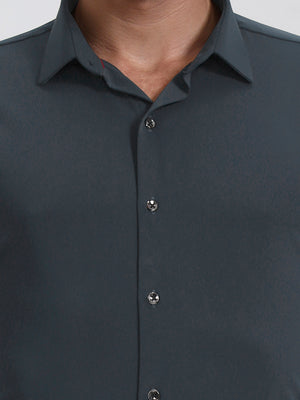 Grey Solid Slim Fit Party Wear Shirt | Wyre