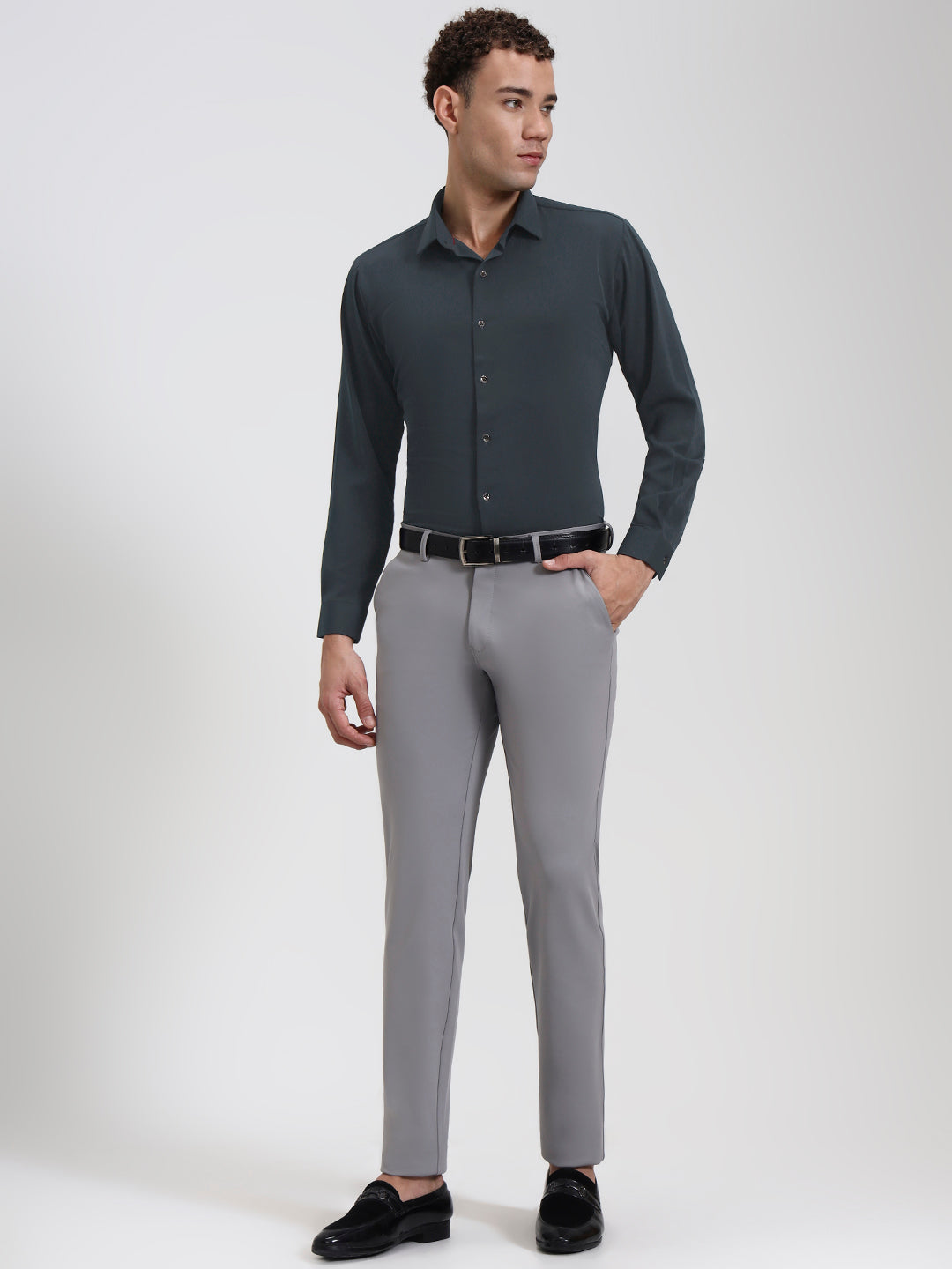 Grey Solid Slim Fit Party Wear Shirt | Wyre