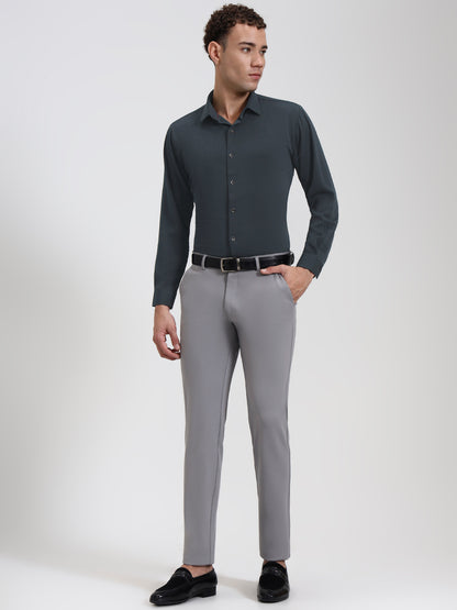 Grey Solid Slim Fit Party Wear Shirt | Wyre