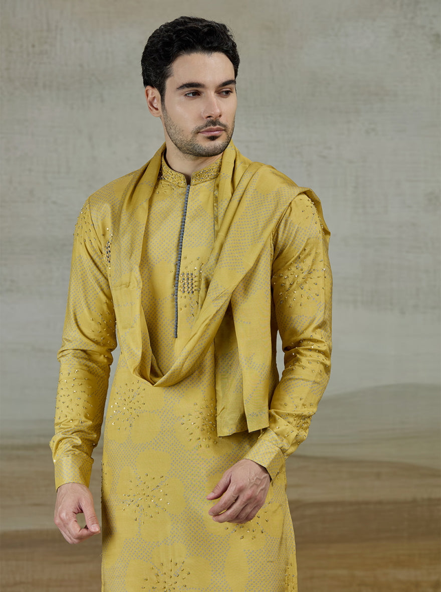 Yellow Printed Kurta Pajama | TULA