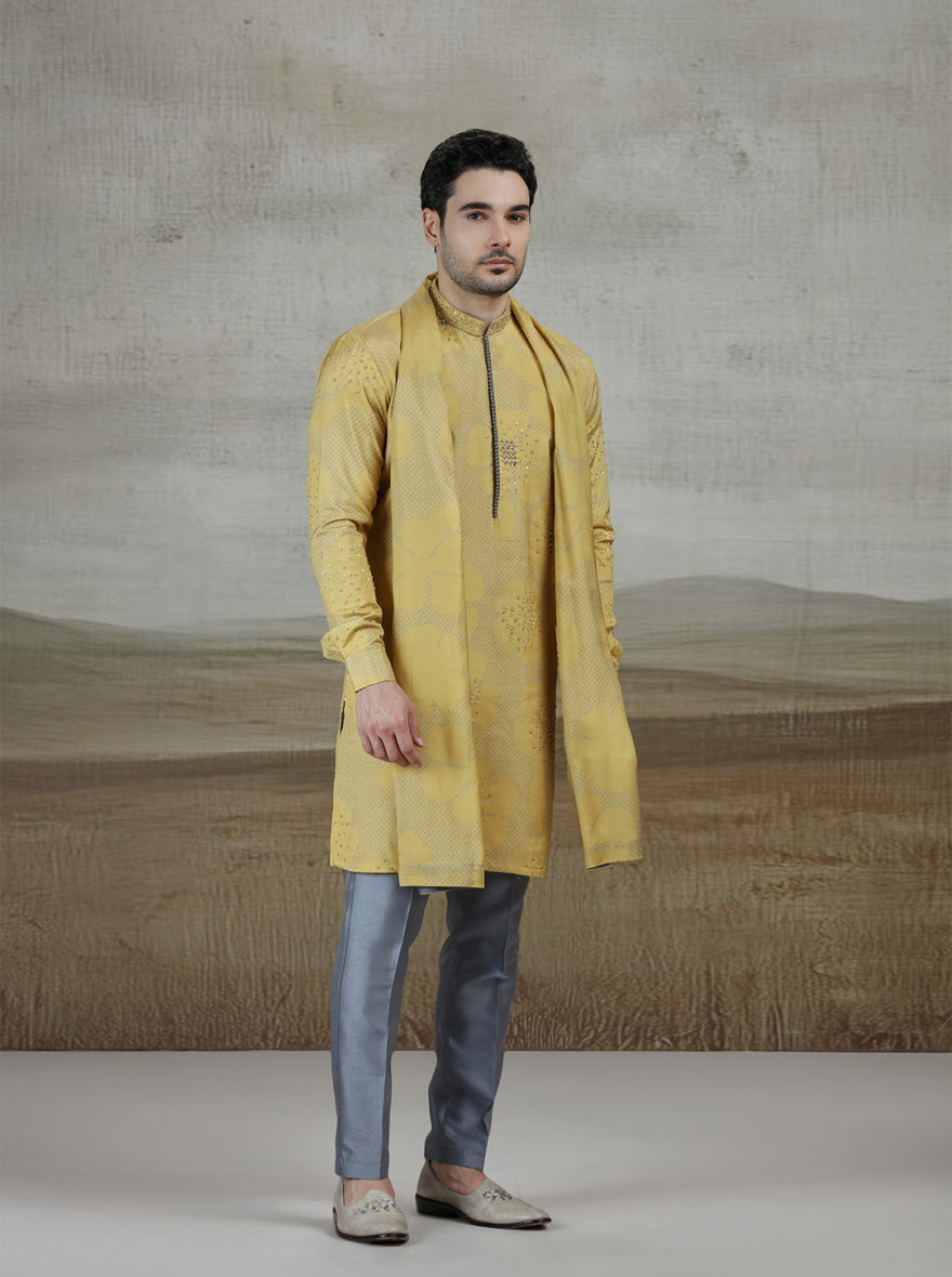 Yellow Printed Kurta Pajama | TULA