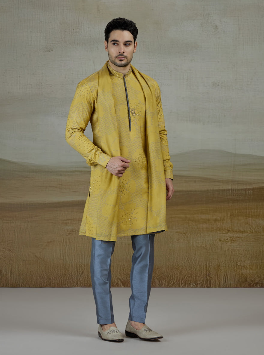 Yellow Printed Kurta Pajama | TULA