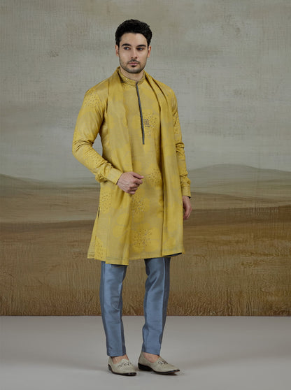 Yellow Printed Kurta Pajama | TULA