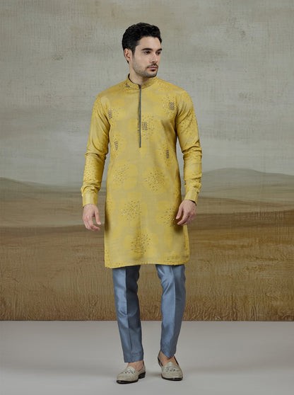 Yellow Printed Kurta Pajama | TULA