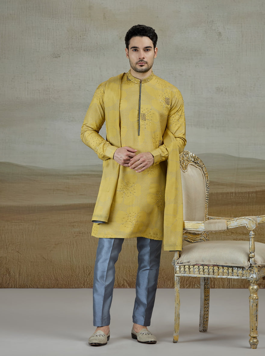Yellow Printed Kurta Pajama | TULA