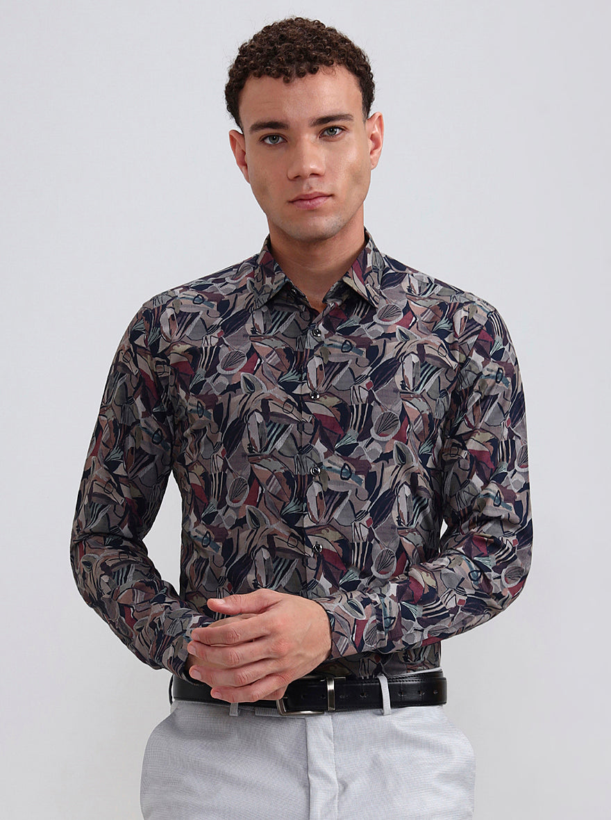 Multicolor Printed Slim Fit Party Wear Shirt | Wyre