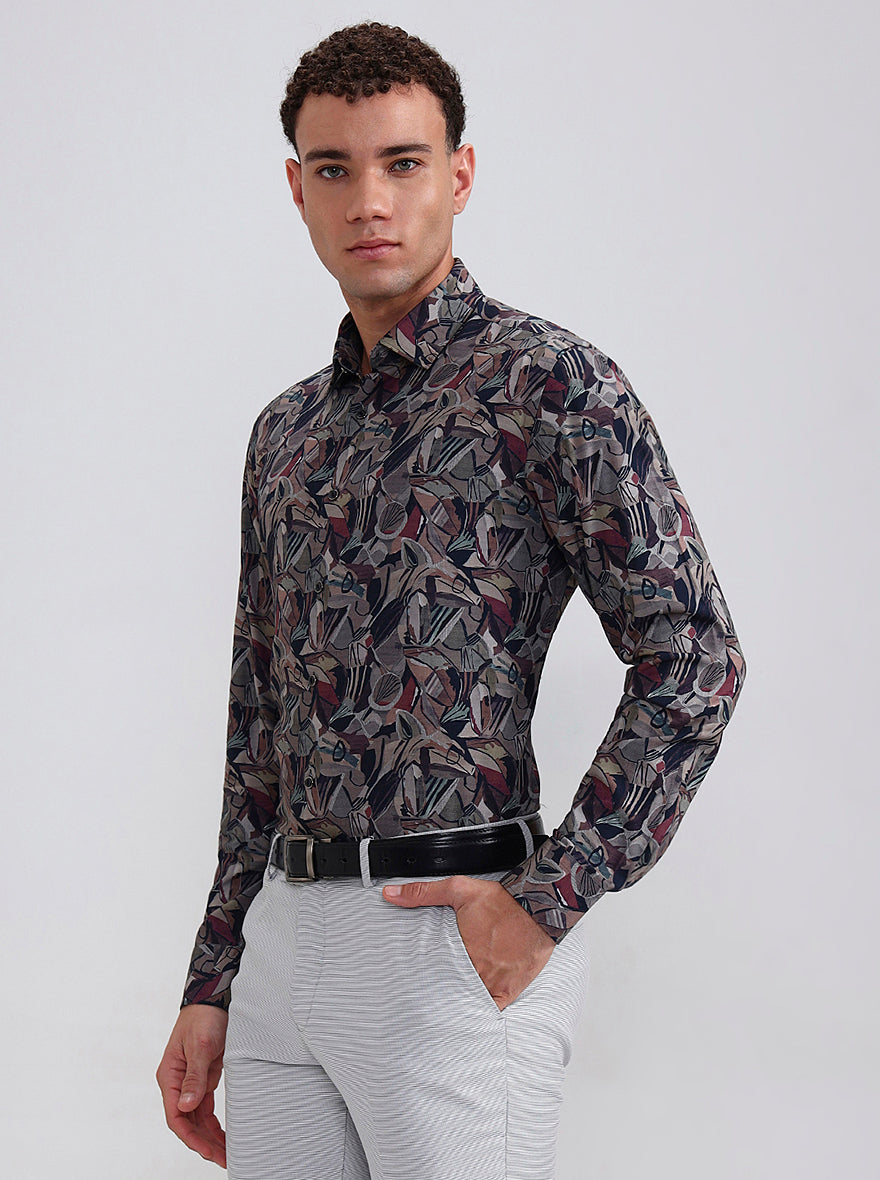 Multicolor Printed Slim Fit Party Wear Shirt | Wyre