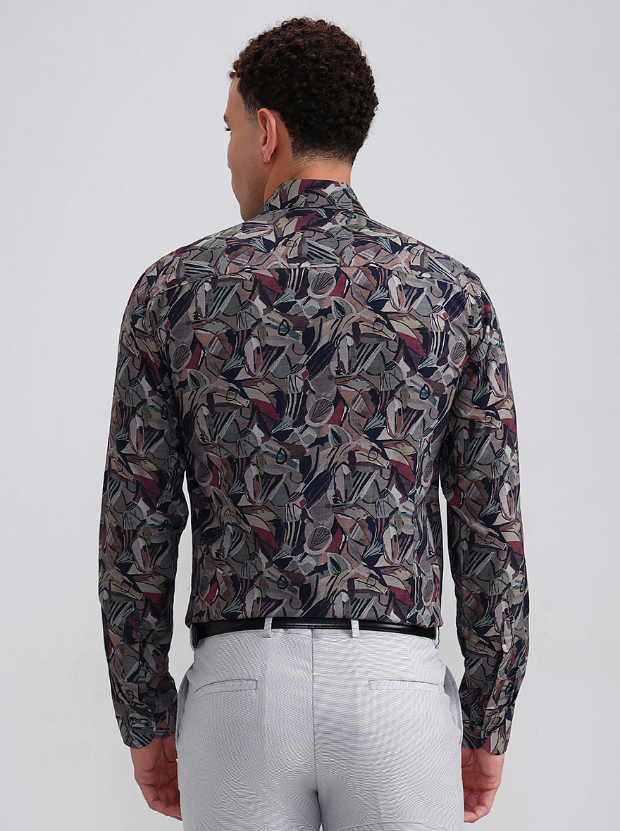 Multicolor Printed Slim Fit Party Wear Shirt | Wyre