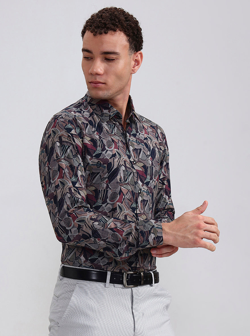 Multicolor Printed Slim Fit Party Wear Shirt | Wyre