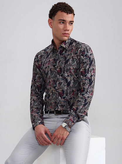 Multicolor Printed Slim Fit Party Wear Shirt | Wyre