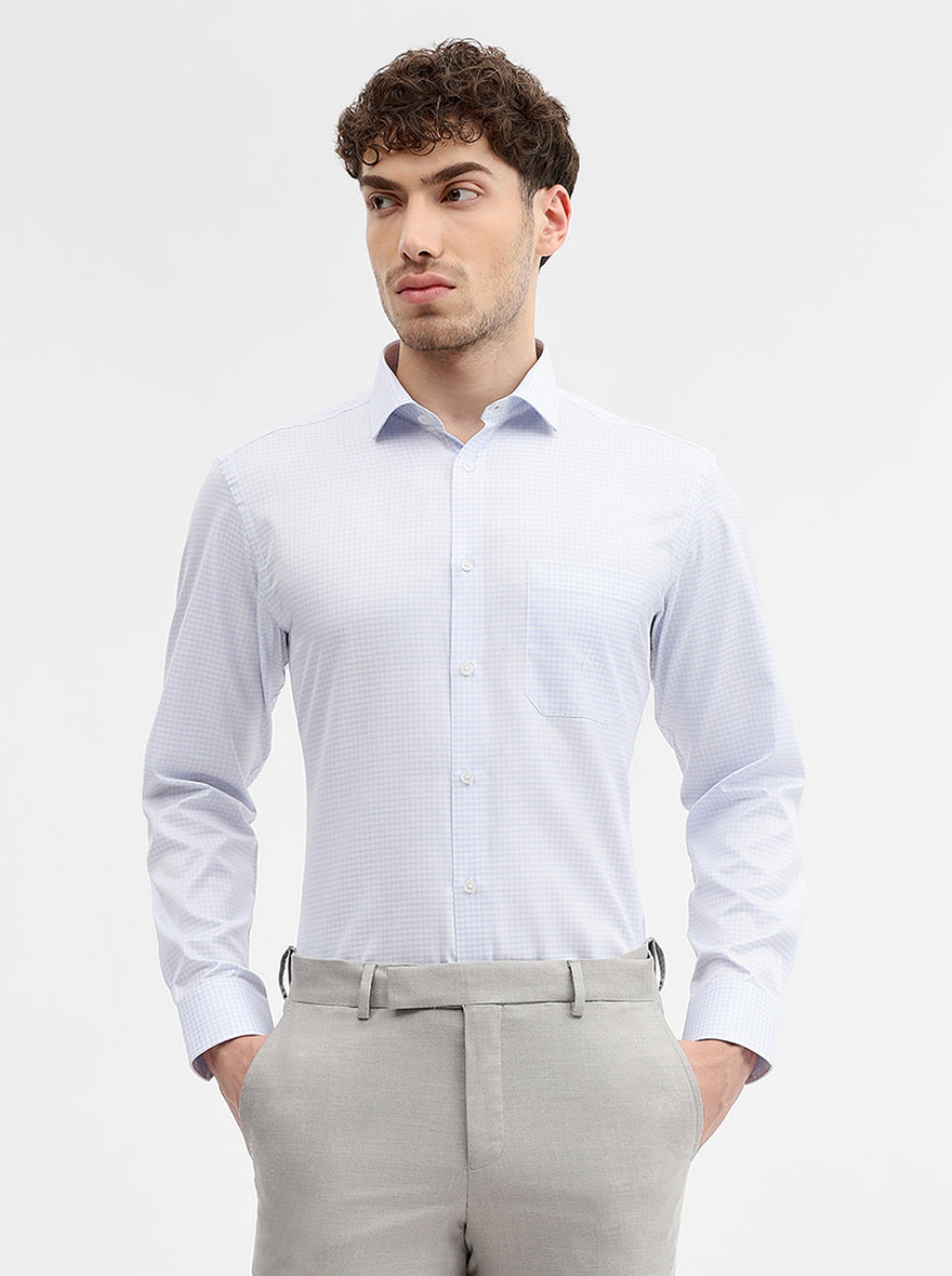 Sky Blue Solid Slim Fit Formal Shirt | Greenfibre