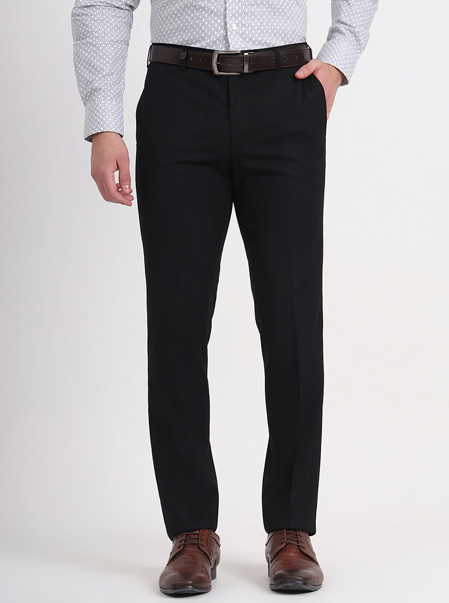 Black Solid Slim Fit Formal Trouser | JB Studio