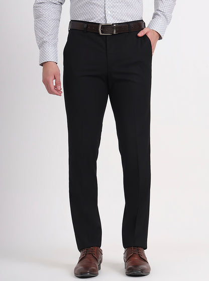 Black Solid Slim Fit Formal Trouser | JB Studio