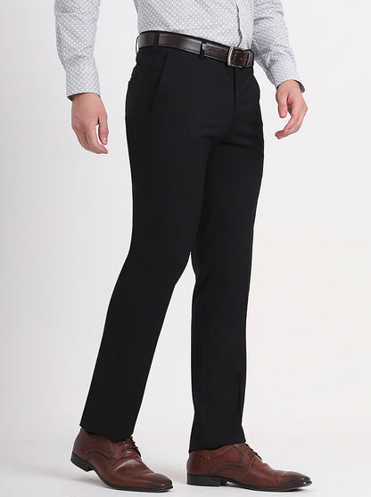 Black Solid Slim Fit Formal Trouser | JB Studio