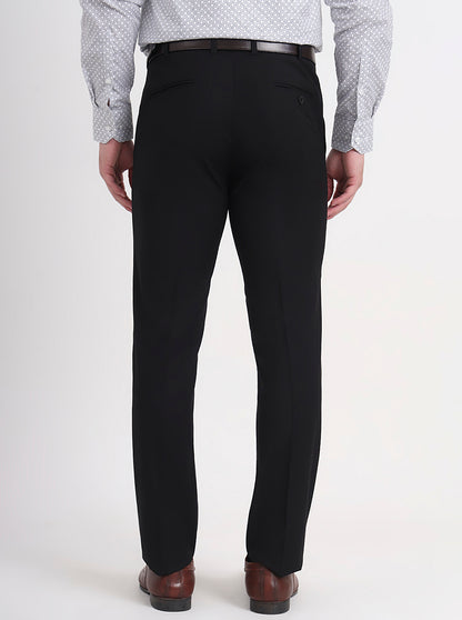 Black Solid Slim Fit Formal Trouser | JB Studio