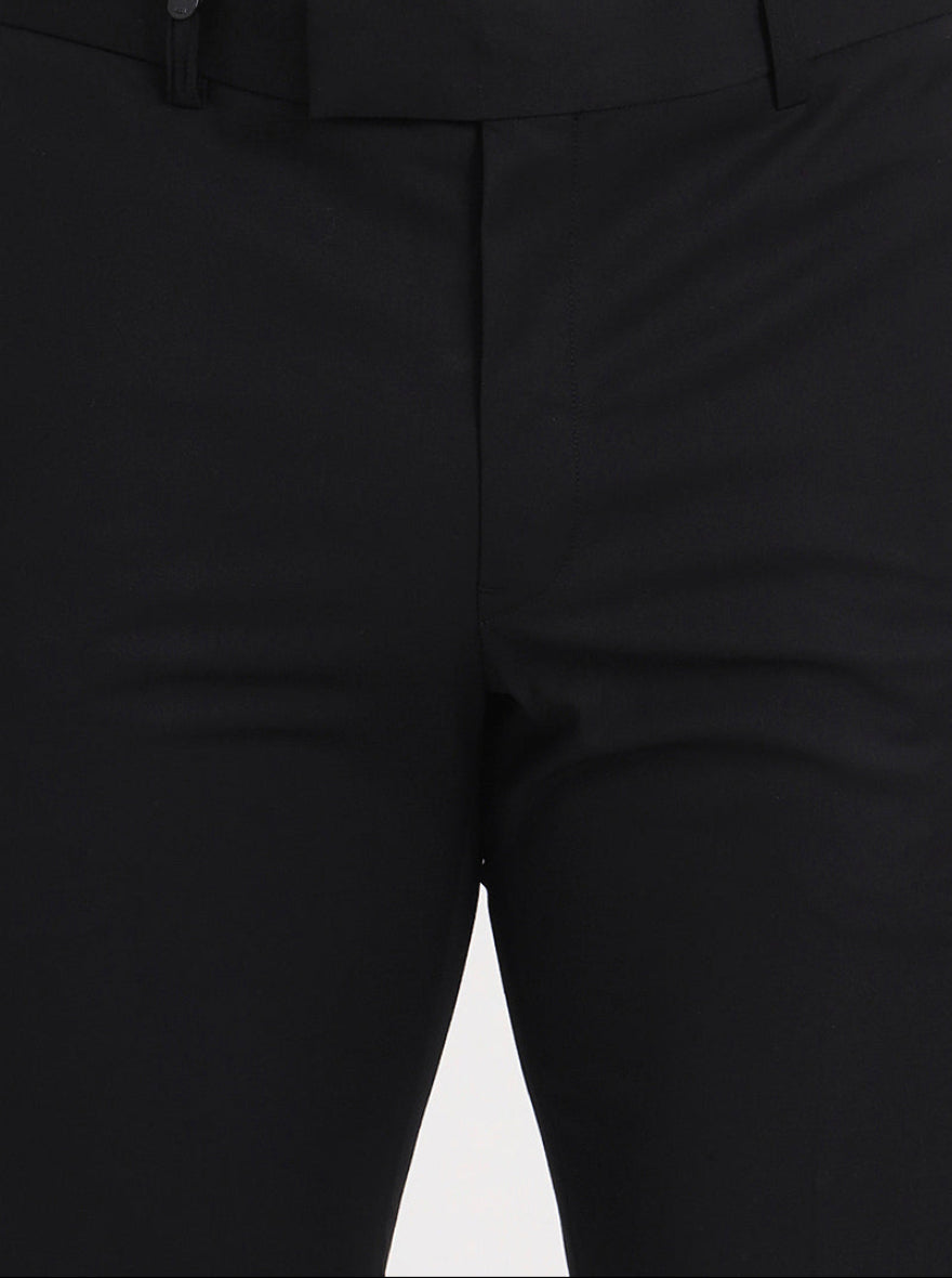 Black Solid Slim Fit Formal Trouser | JB Studio