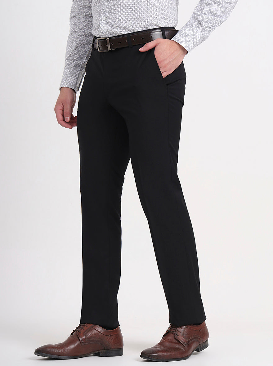Black Solid Slim Fit Formal Trouser | JB Studio
