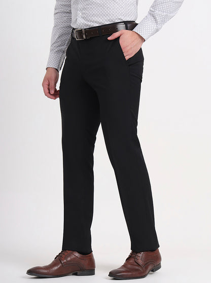 Black Solid Slim Fit Formal Trouser | JB Studio