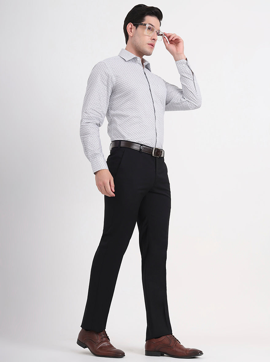 Black Solid Slim Fit Formal Trouser | JB Studio