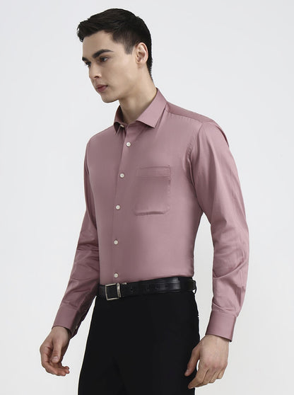 Baby Pink Solid Slim Fit Formal Shirt | Greenfibre
